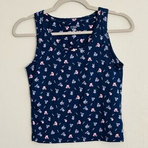 Primark Navy Blue soft Sleepwear Floral Top S
